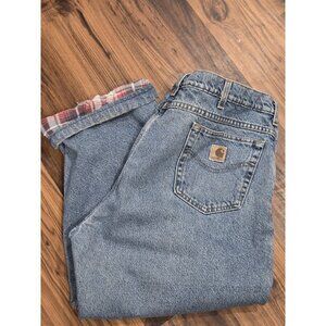 Vtg Carhartt Mens Flannel Lined Jeans Pants Denim Sz 44x24 Union Made USA